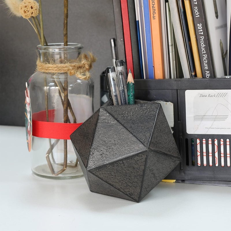 Ambipolar Geometric Decorative Ball Shaped Bookends, Modern Cast Iron Black Bookends for Office Desk, Book Shelf, Room Decor, Home Office, Book Stand or Organizer, Set of 2. Antique Black - Image 4